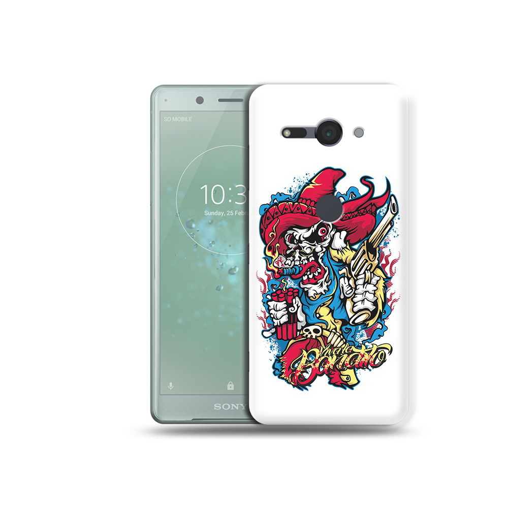 

Чехол MyPads Tocco для Sony Xperia XZ2 Compact нарисованный скелет с писталетом, Прозрачный, Tocco