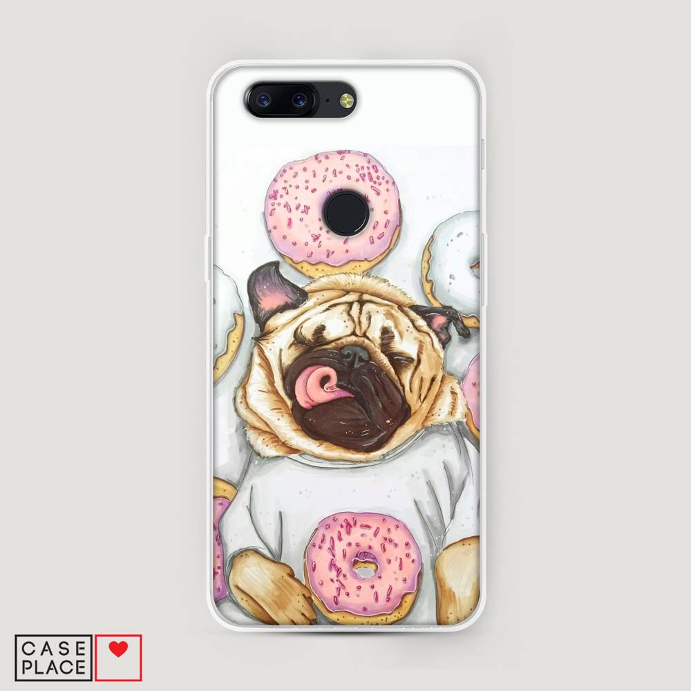 

Чехол на OnePlus 5T "Счастливый мопс", Розовый;бежевый;коричневый, 150350-1