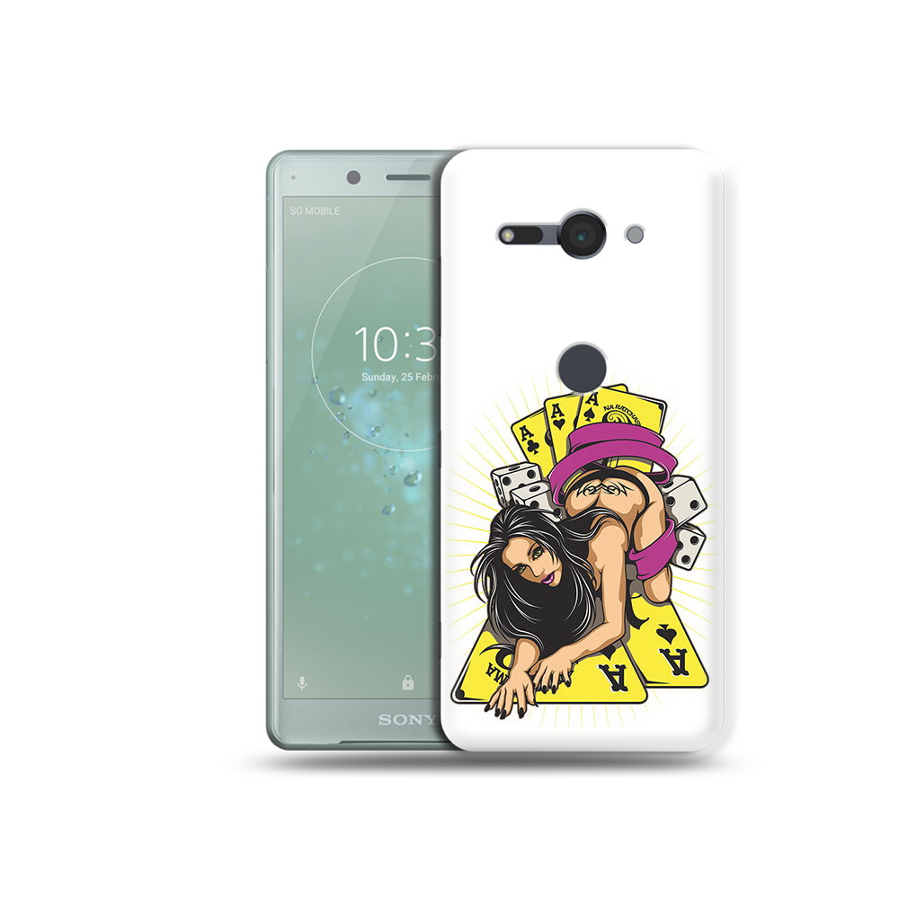 

Чехол MyPads Tocco для Sony Xperia XZ2 Compact нарисованная девушка с игровыми картами, Прозрачный, Tocco
