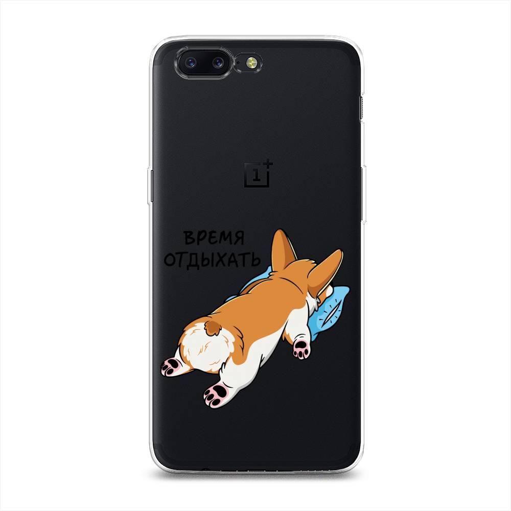 

Чехол на OnePlus 5 "Корги отдыхает", Черный;коричневый;голубой, 150250-1