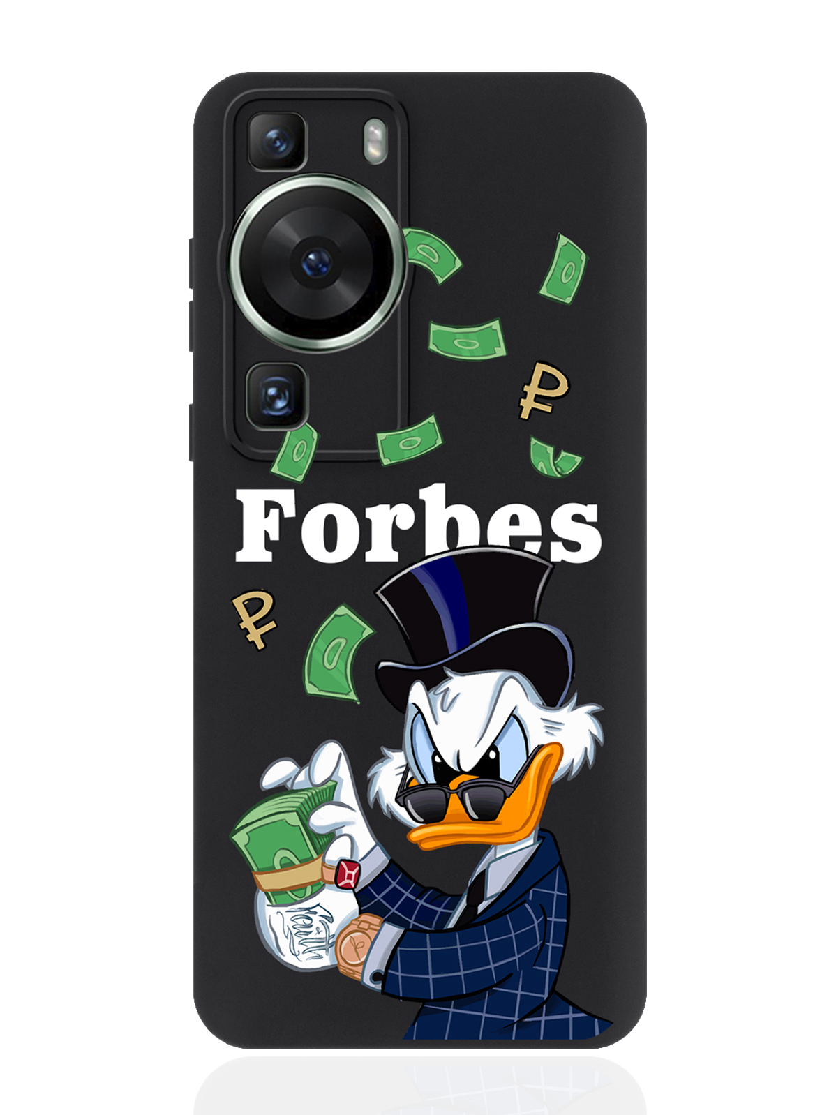 

Чехол для смартфона Huawei P60 черный силиконовый Богатая утка с деньгами, Зеленый, Huawei P60