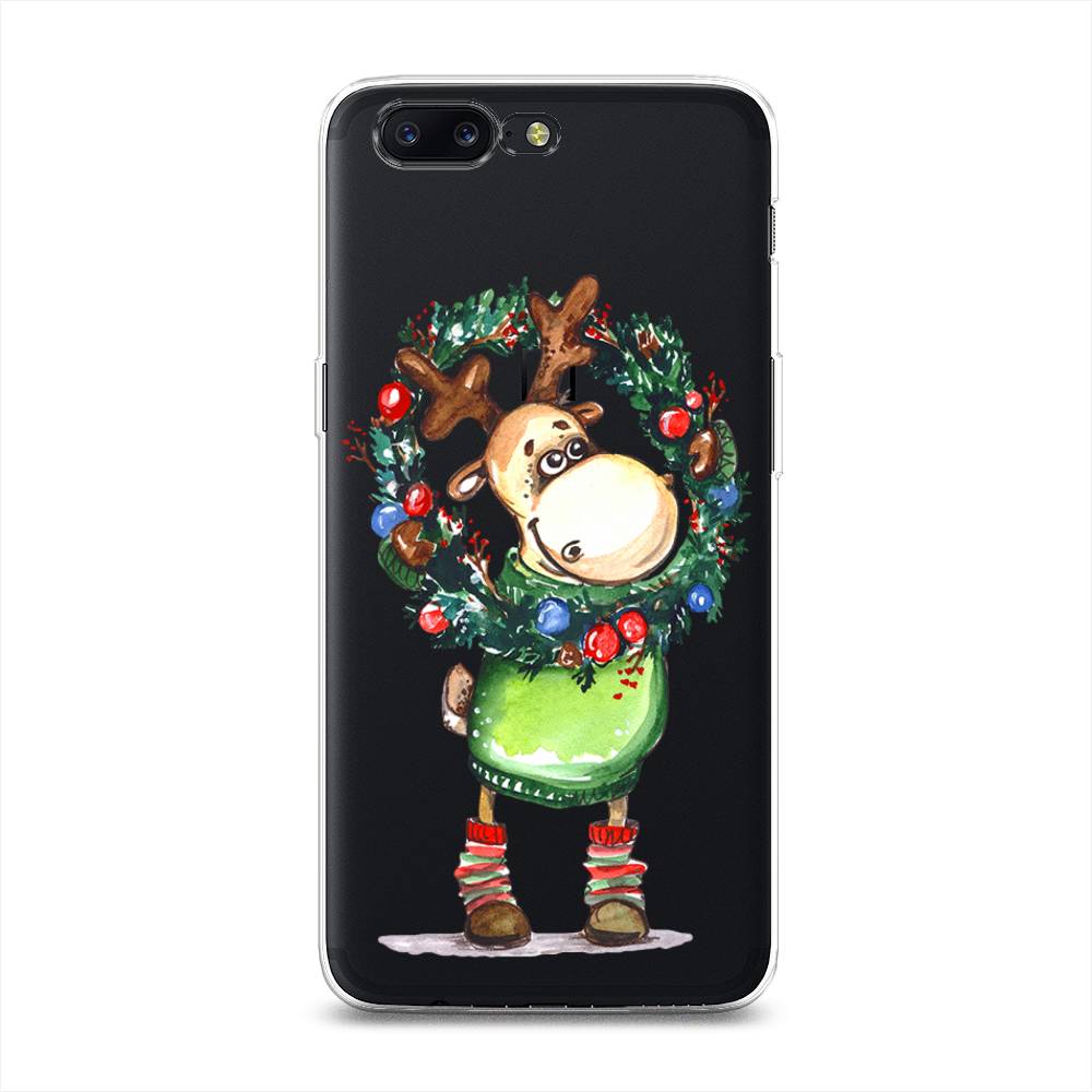 

Чехол на OnePlus 5 "Олень с новогодним венком", 150250-4
