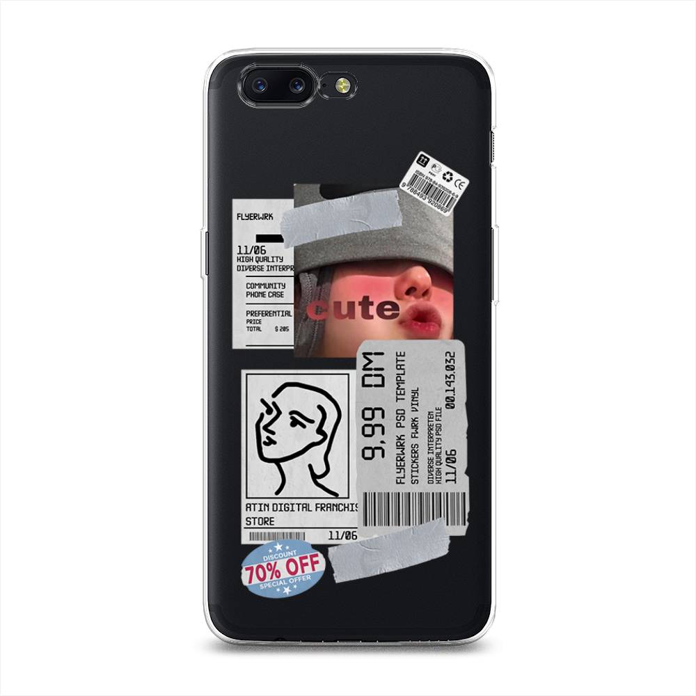 

Чехол на OnePlus 5 "Cute girl collage", Розовый;серый;голубой, 150250-6