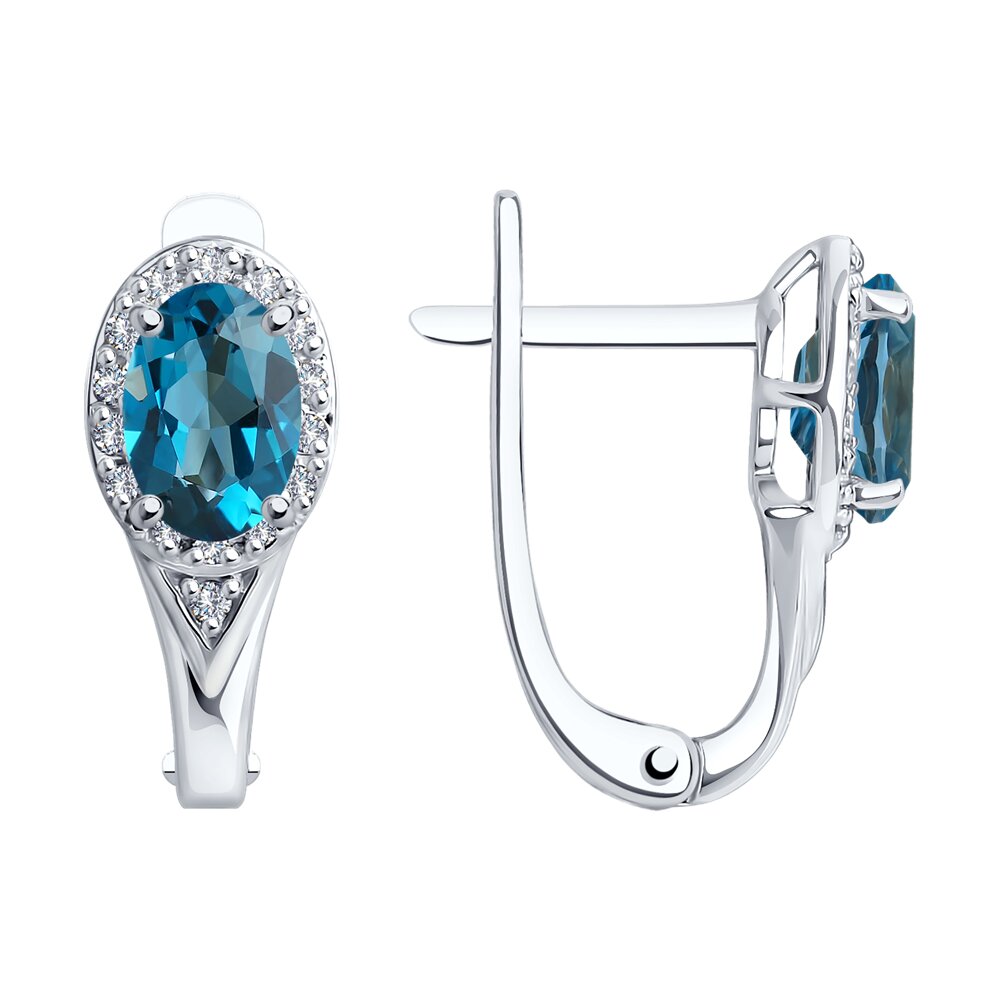 

Серьги из белого золота SOKOLOV Diamonds 72-00071-3, бриллиант/топаз, 72-00071-3