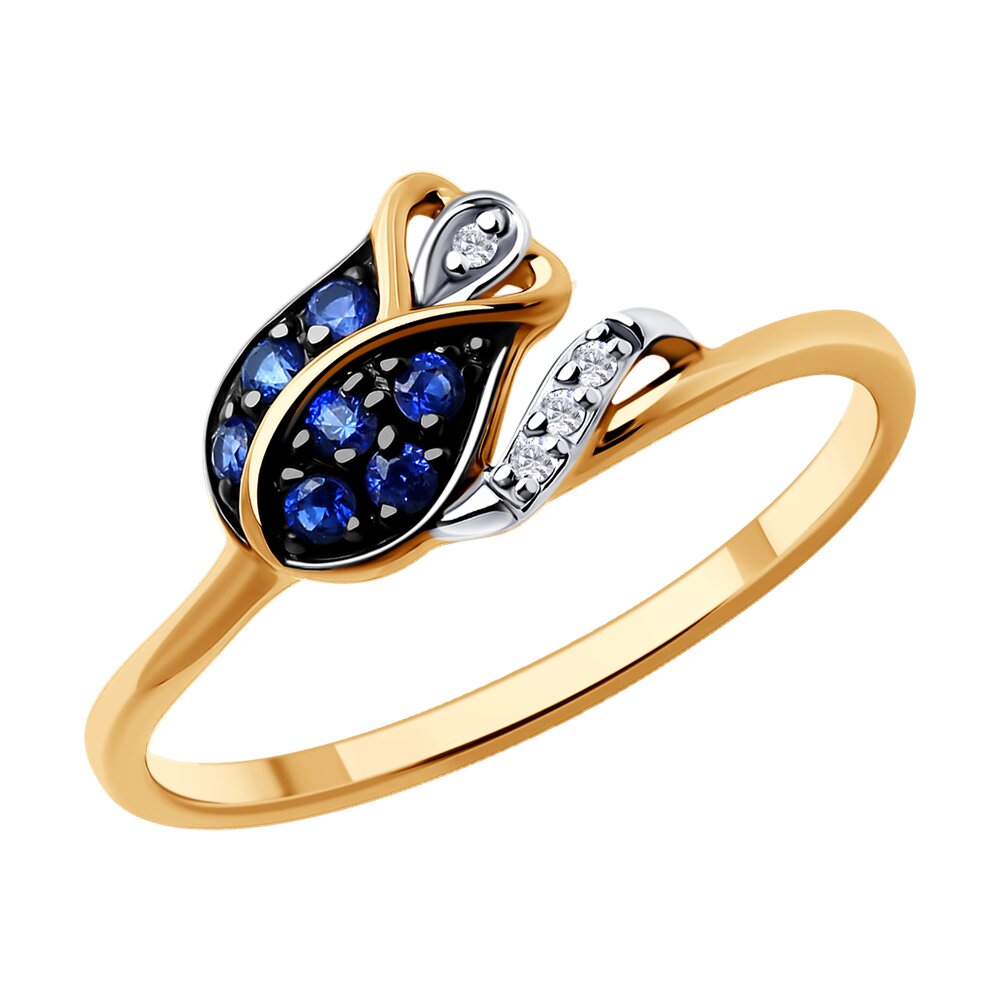 

Кольцо из красного золота р.  SOKOLOV Diamonds 71-00255, бриллиант/корунд искусственный, 71-00255