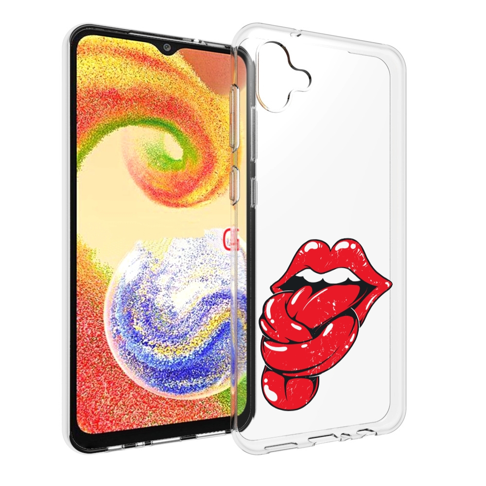 

Чехол MyPads яркие губы с языком для Samsung Galaxy A04, Прозрачный, Tocco