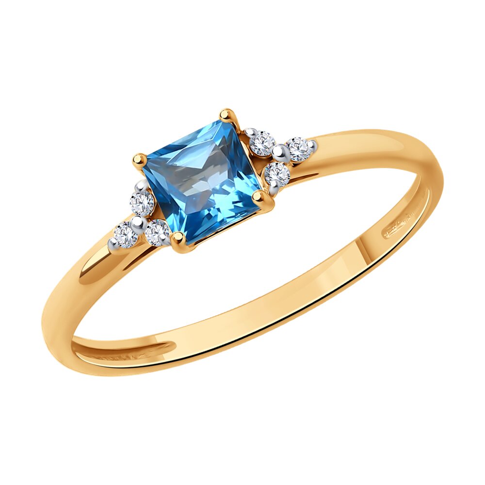 

Кольцо из золота р.  SOKOLOV Diamonds 71-00098, бриллиант\топаз, 71-00098