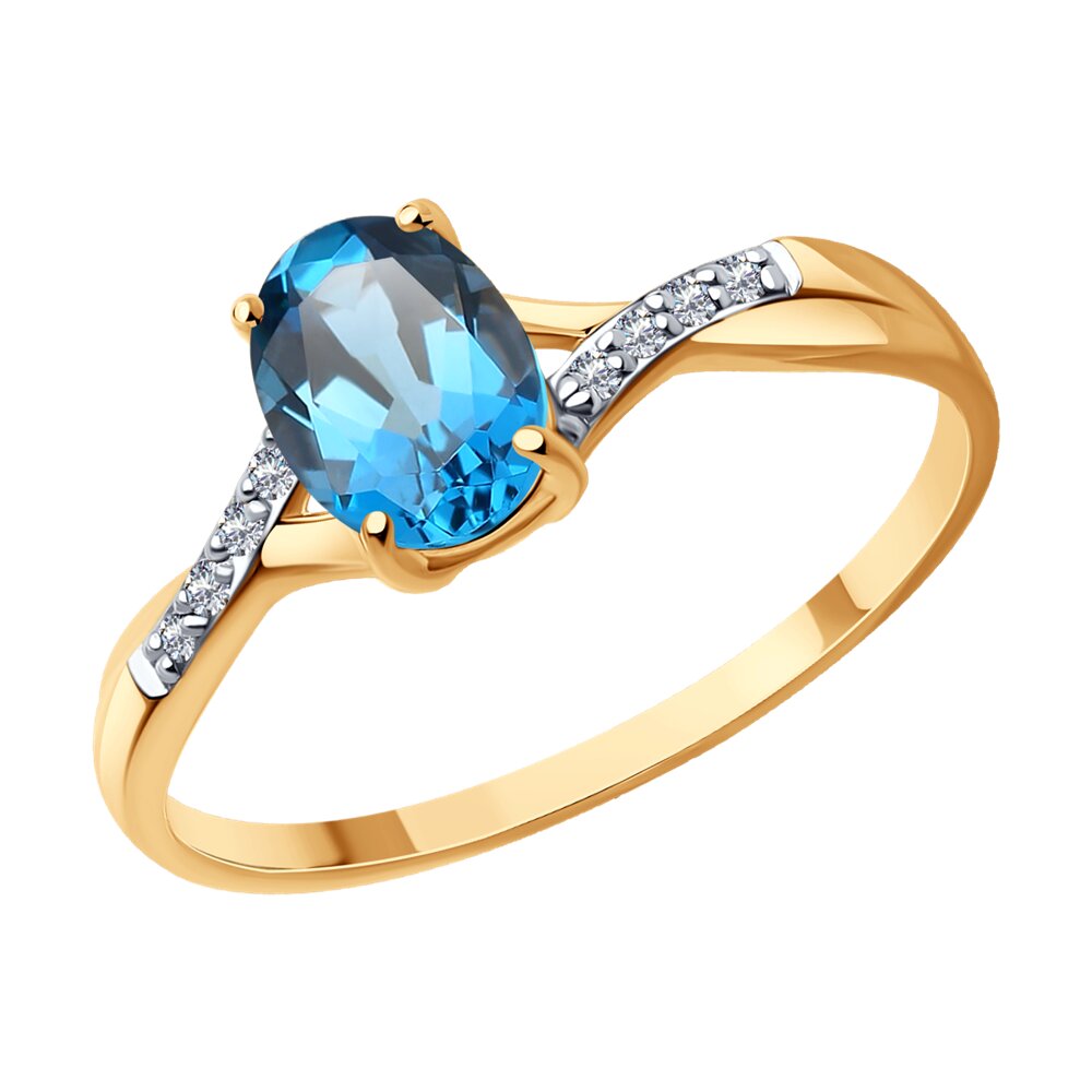 

Кольцо из красного золота с бриллиантом/топазом р.  SOKOLOV Diamonds 71-00094, 71-00094