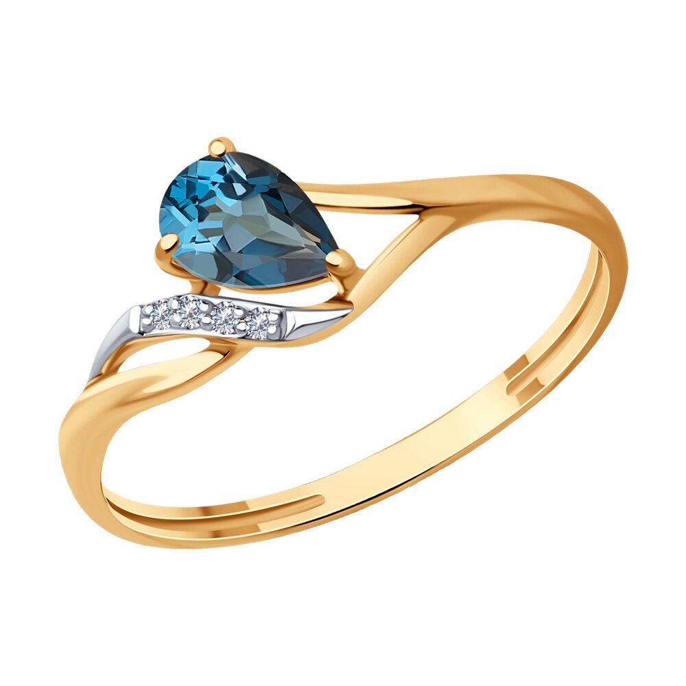 

Кольцо из красного золота с бриллиантом/топазом р. 16,5 SOKOLOV Diamonds 71-00083, 71-00083