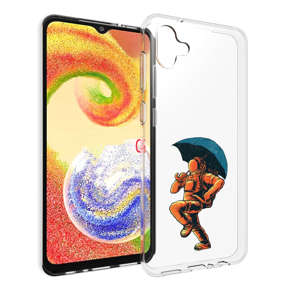 

Чехол MyPads шагающий космонавт с зонтом для Samsung Galaxy A04, Прозрачный, Tocco