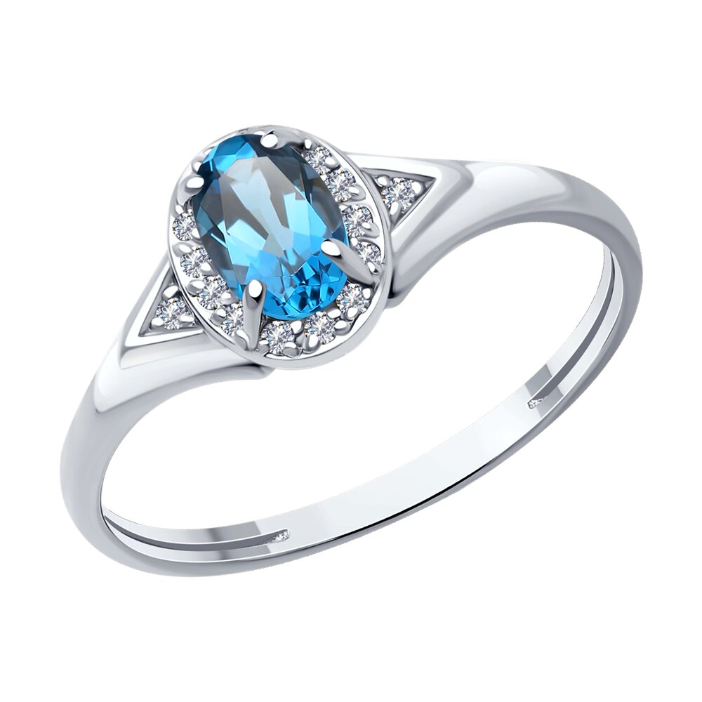 

Кольцо из белого золота с бриллиантом/топазом р. 17 SOKOLOV Diamonds 71-00066-3, 71-00066-3