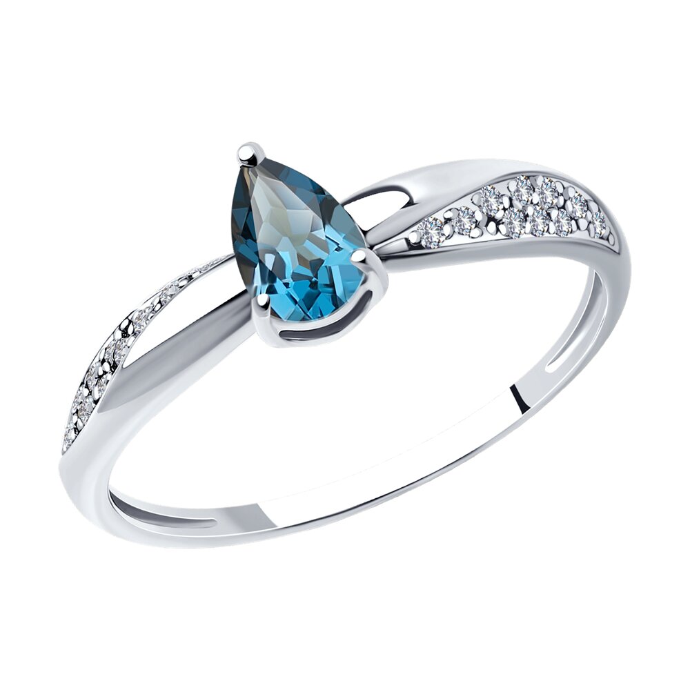 

Кольцо из белого золота с бриллиантом/топазом р. 16,5 SOKOLOV Diamonds 71-00055-3, 71-00055-3