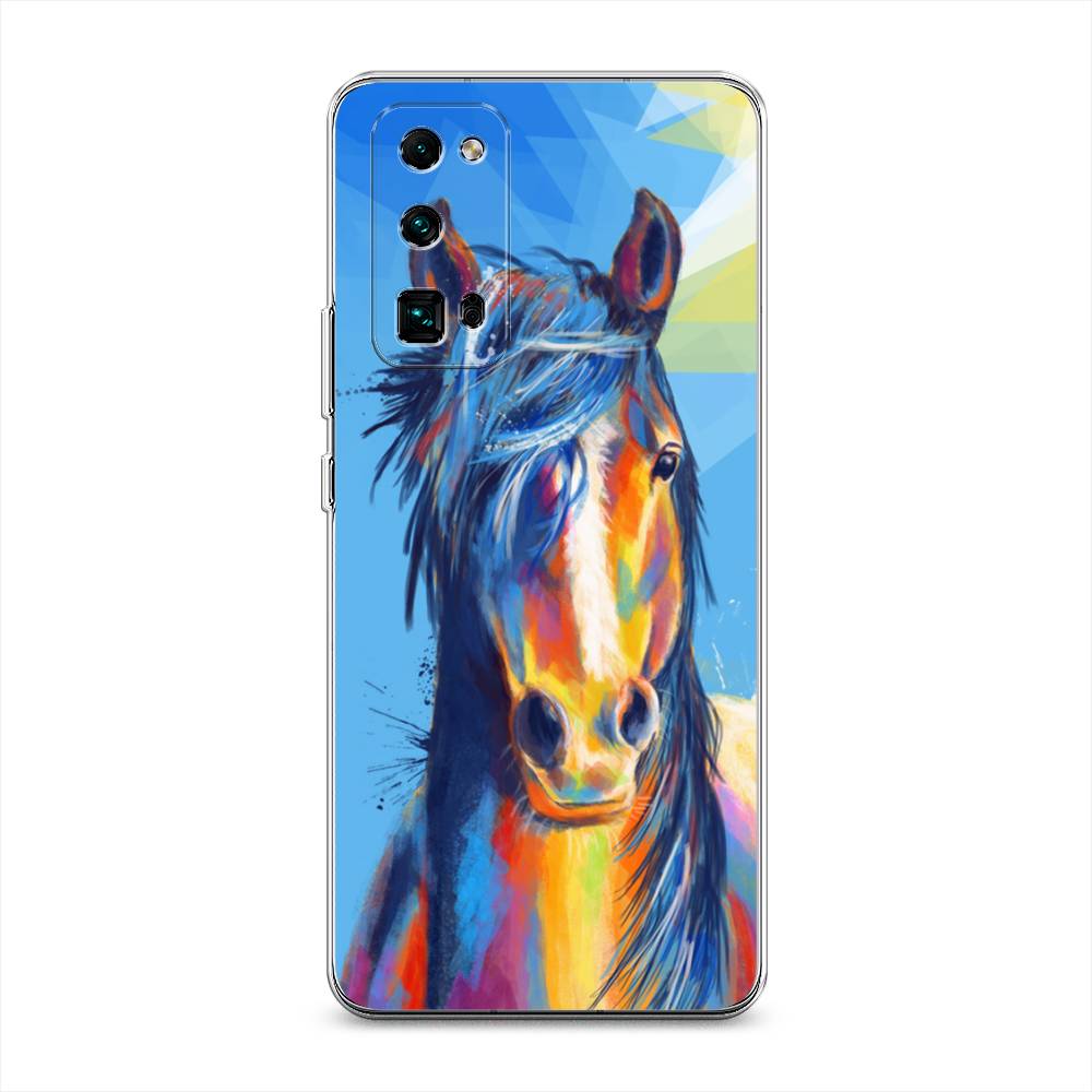 

Чехол на Honor 30 Pro Plus "Лошадь арт 3", Голубой;желтый;синий, 612250-1