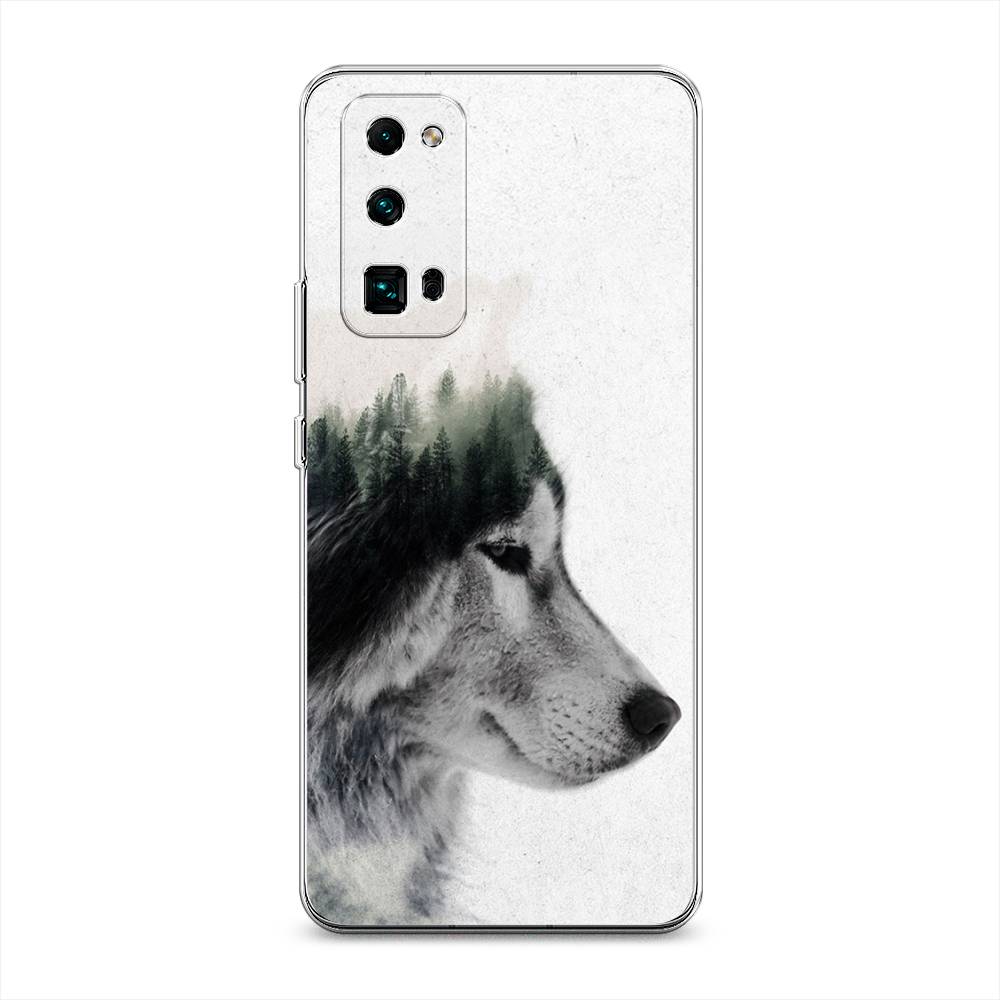 

Чехол на Honor 30 Pro Plus "Волк лес", Серый;белый, 612250-1
