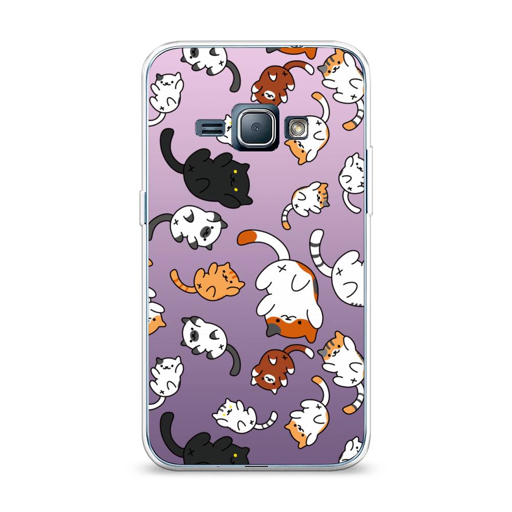 

Чехол Awog на Samsung Galaxy J1 2016 / Самсунг J1 2016 "Котопад", Фиолетовый;белый, 22150-7