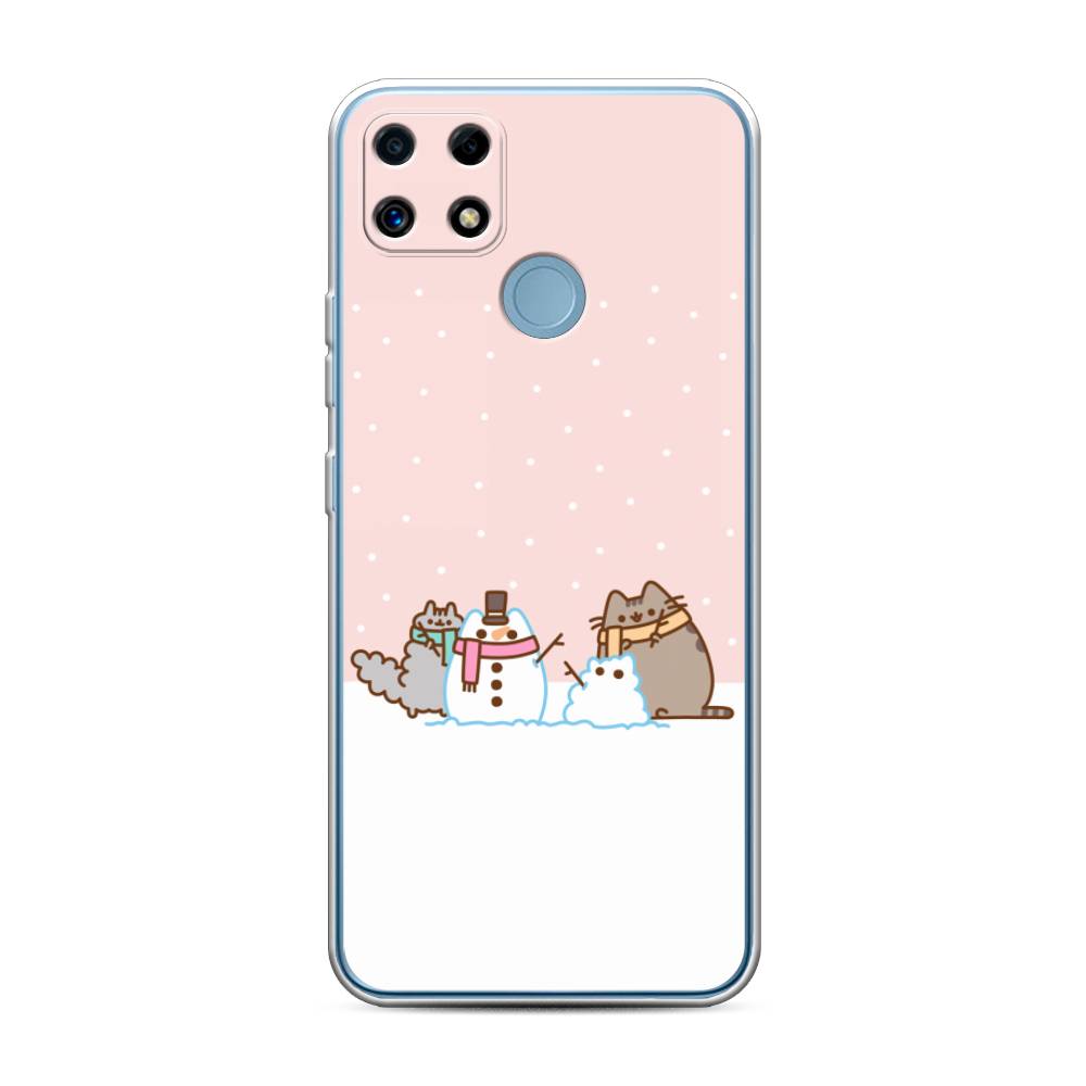 

Чехол для Oppo Realme C25/C25s "Котики в снегу", Розовый;белый;серый, 256950-5