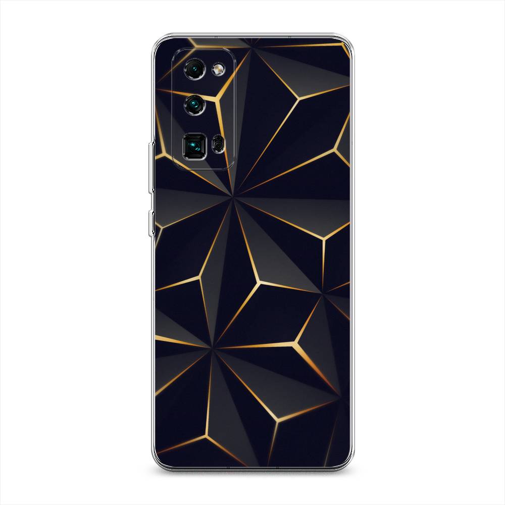 

Чехол на Honor 30 Pro Plus "Черные полигоны", Золотистый;черный, 612250-3