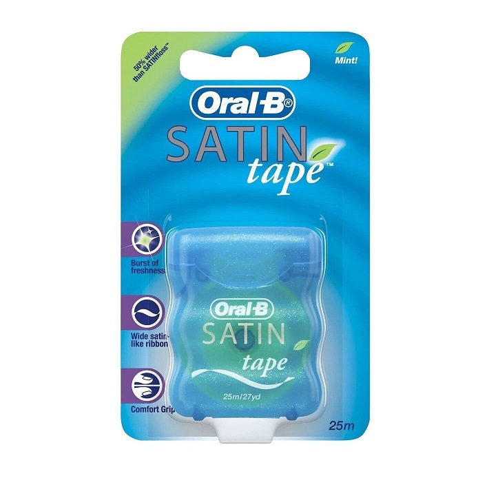 Вощеная мятная лента Oral-B Satin Tape, 25 м зубная нить oral b essential floss мятная