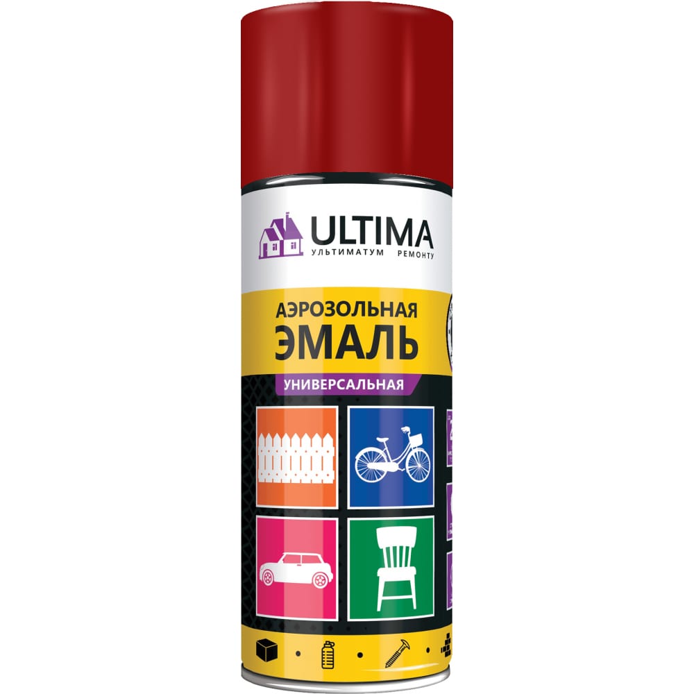 Универсальная аэрозольная эмаль ULTIMA (красно-коричневый грунт; 520 мл) ULT021