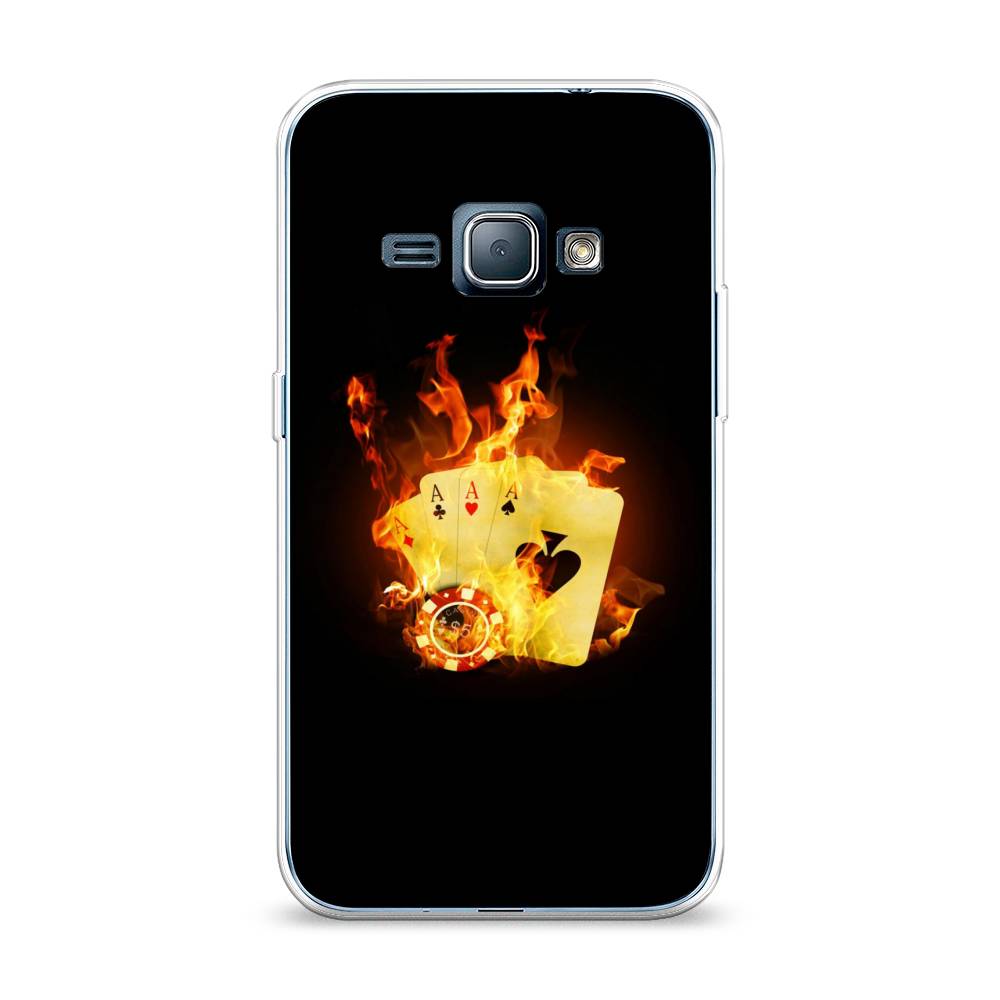 

Чехол Awog на Samsung Galaxy J1 2016 / Самсунг J1 2016 "Горящие карты", Черный;оранжевый, 22150-9