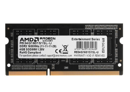 

Оперативная память AMD 4Gb DDR-III 1600MHz SO-DIMM (R534G1601S1SL-U), R534G1601S1SL-U