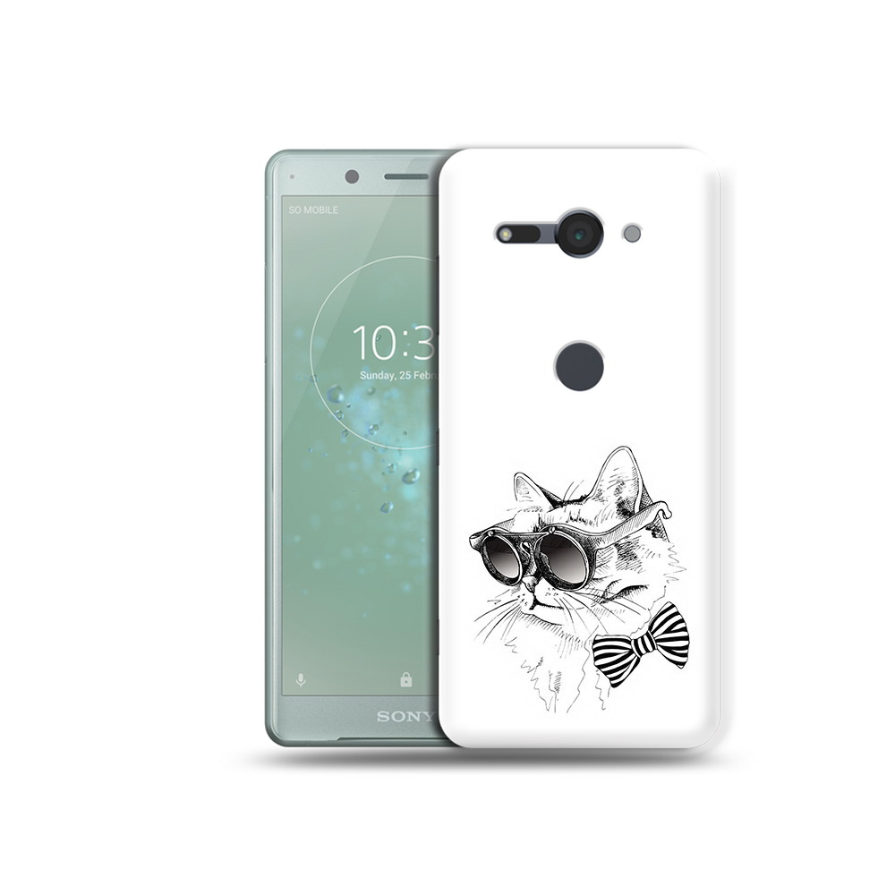 

Чехол MyPads Tocco для Sony Xperia XZ2 Compact крутая кошка в очках, Прозрачный, Tocco