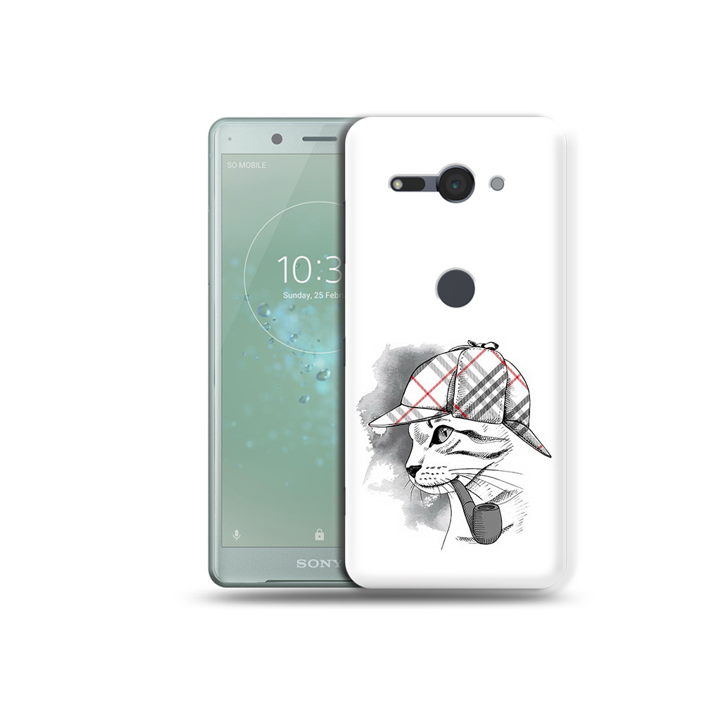 

Чехол MyPads Tocco для Sony Xperia XZ2 Compact кошка с трубкой, Прозрачный, Tocco