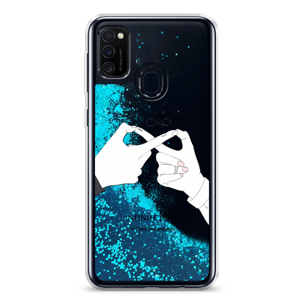 

Жидкий чехол с блестками "Любовь навсегда" на Samsung Galaxy M21, 29793-1