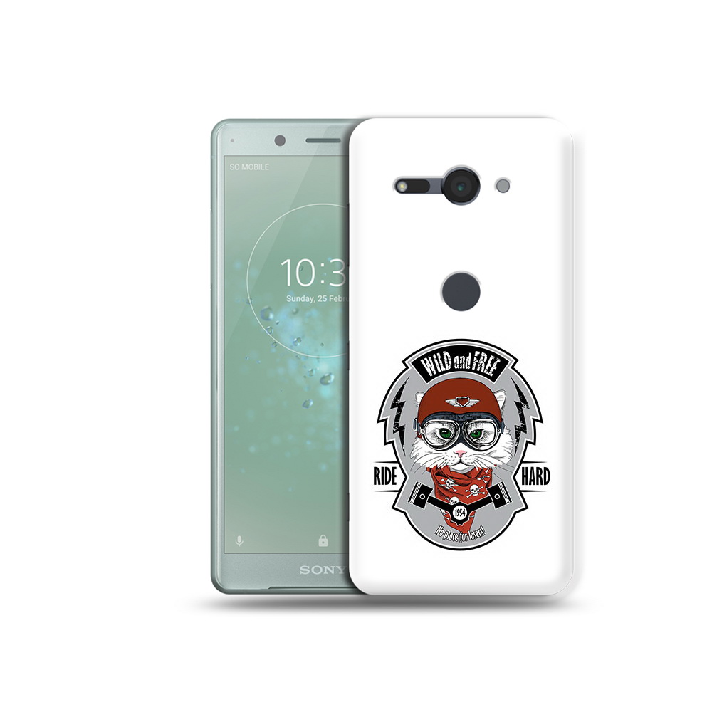 

Чехол MyPads Tocco для Sony Xperia XZ2 Compact кошка в шлеме, Прозрачный, Tocco