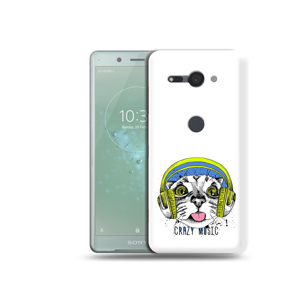 

Чехол MyPads Tocco для Sony Xperia XZ2 Compact кошка в наушниках рисунок, Прозрачный, Tocco