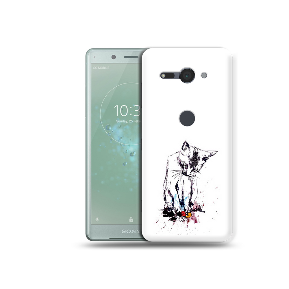 

Чехол MyPads Tocco для Sony Xperia XZ2 Compact кот и микки, Прозрачный, Tocco