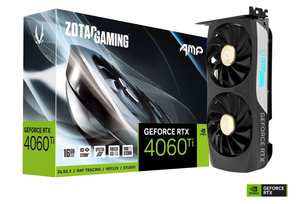 

Видеокарта Zotac RTX4060Ti 16GB AMP GDDR6, Черный, GeForce RTX 4060 Ti