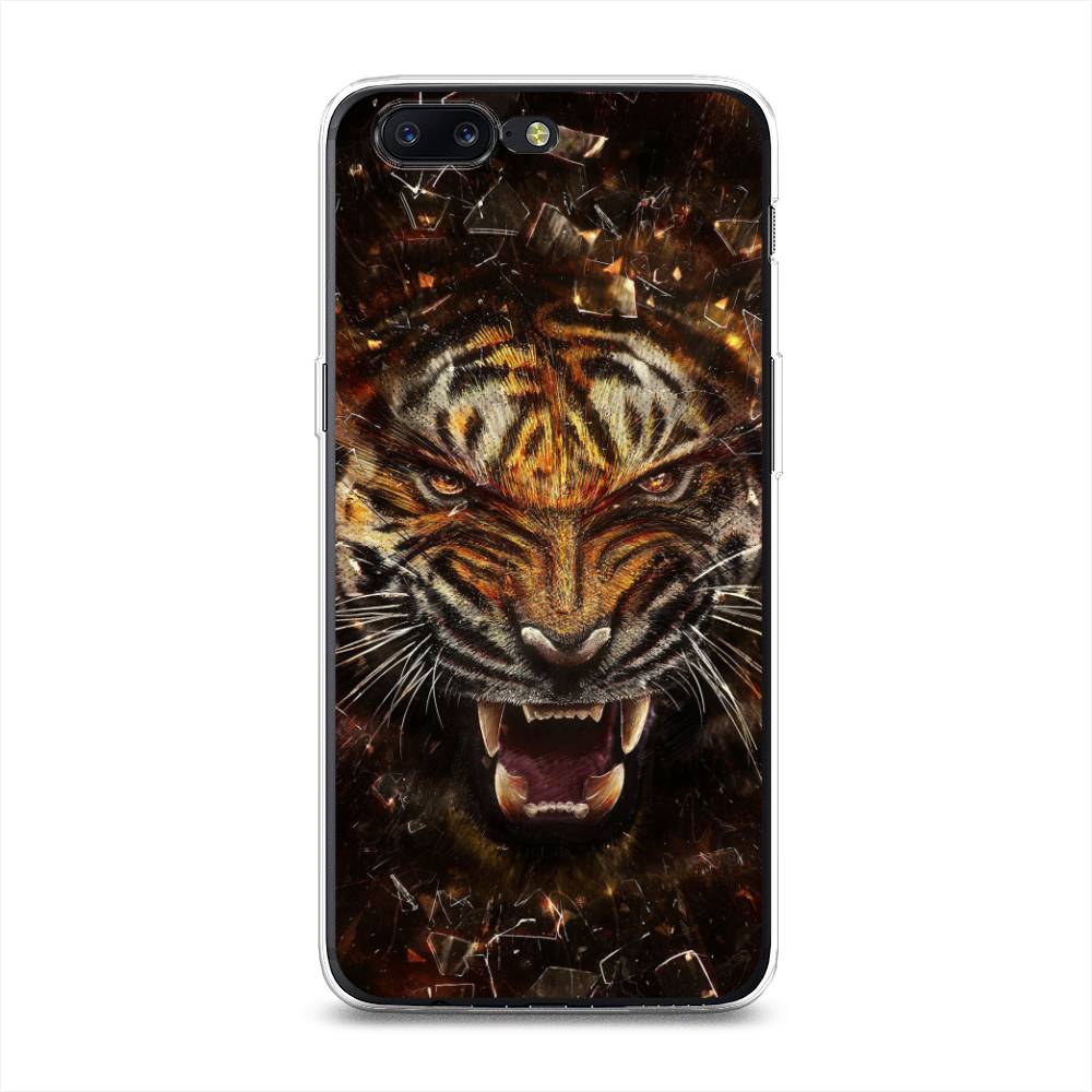 

Чехол на OnePlus 5 "Тигр осколки", Оранжевый;серый;черный, 150250-1