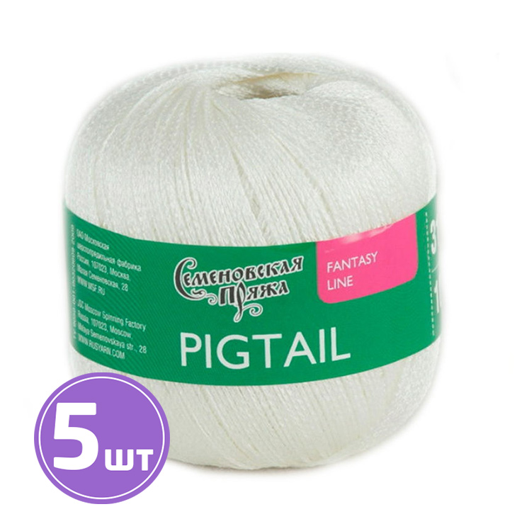 

Пряжа Семеновская Pigtail (51683), белый-N023 5 шт. по 100 г Semen_Pigtail_51683