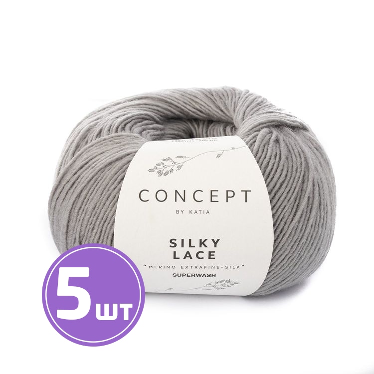 

Пряжа Katia Silky Lace (153), светло-серый, 5 шт. по 50 г Silky_Lace_153