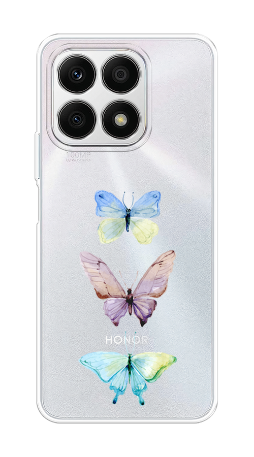 

Чехол на Honor X8A "Акварельные бабочки", Бирюзовый;розовый, 6120750-1