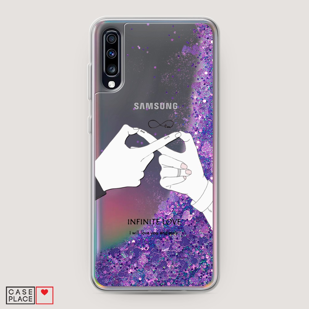 

Жидкий чехол с блестками "Любовь навсегда" на Samsung Galaxy A70, 28192-1