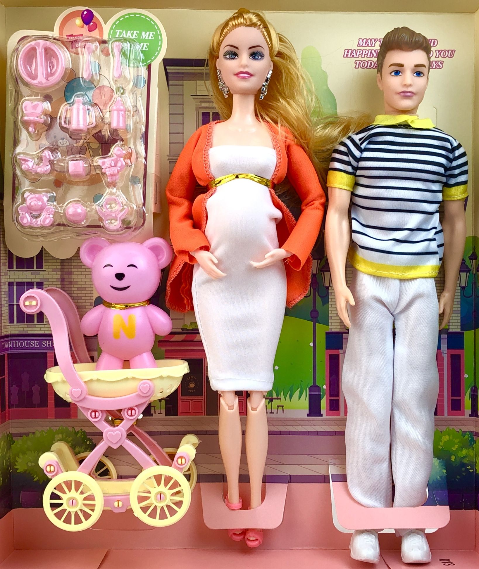 Набор кукол BETTINA Семья с коляской и аксессуарами 30 см. 110674