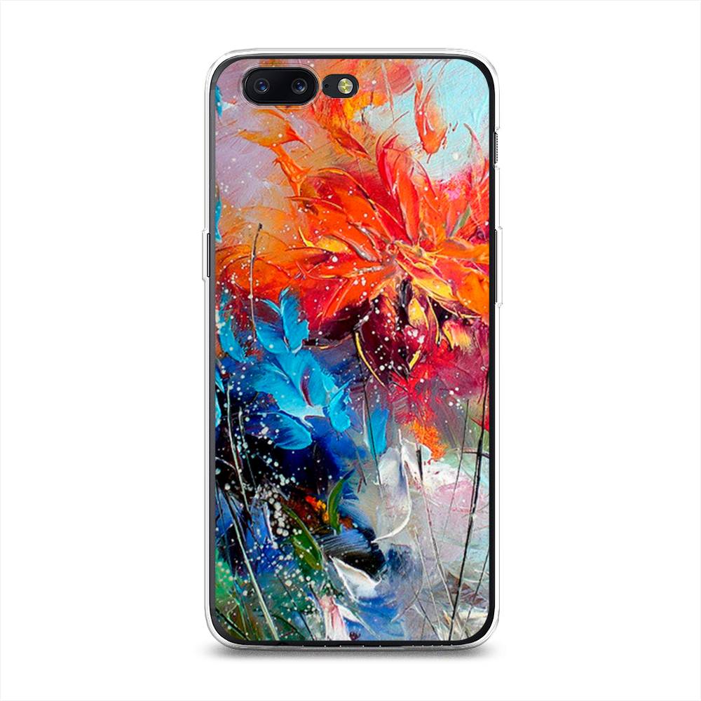 

Чехол на OnePlus 5 "Абстрактные цветы", Оранжевый;синий, 150250-4