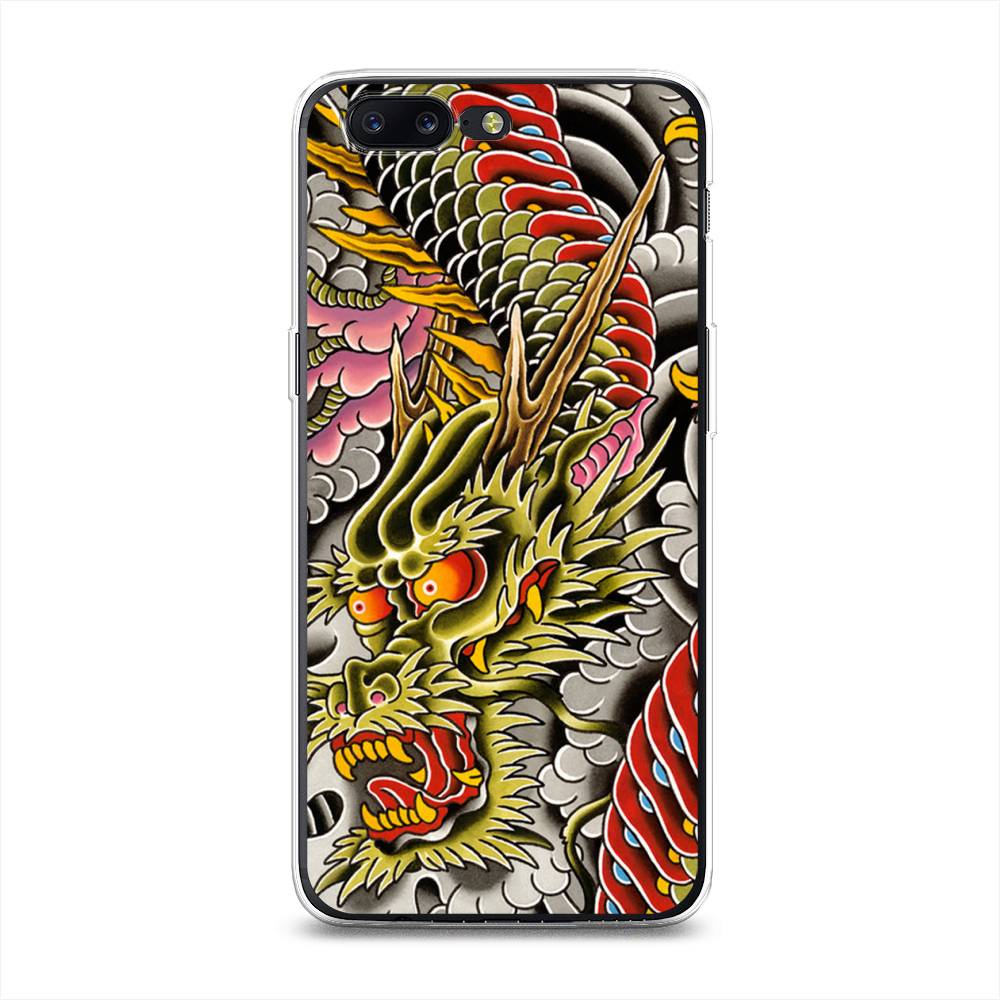 

Чехол на OnePlus 5 "Японский дракон", Желтый;розовый;красный, 150250-4