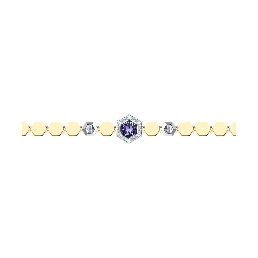 

Браслет из комбинированного золота с бриллиантом/танзанитом р.  SOKOLOV Diamonds 6054003, 6054003