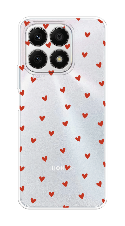 

Чехол на Honor X8A "Red hearts", Красный;прозрачный, 6120750-1