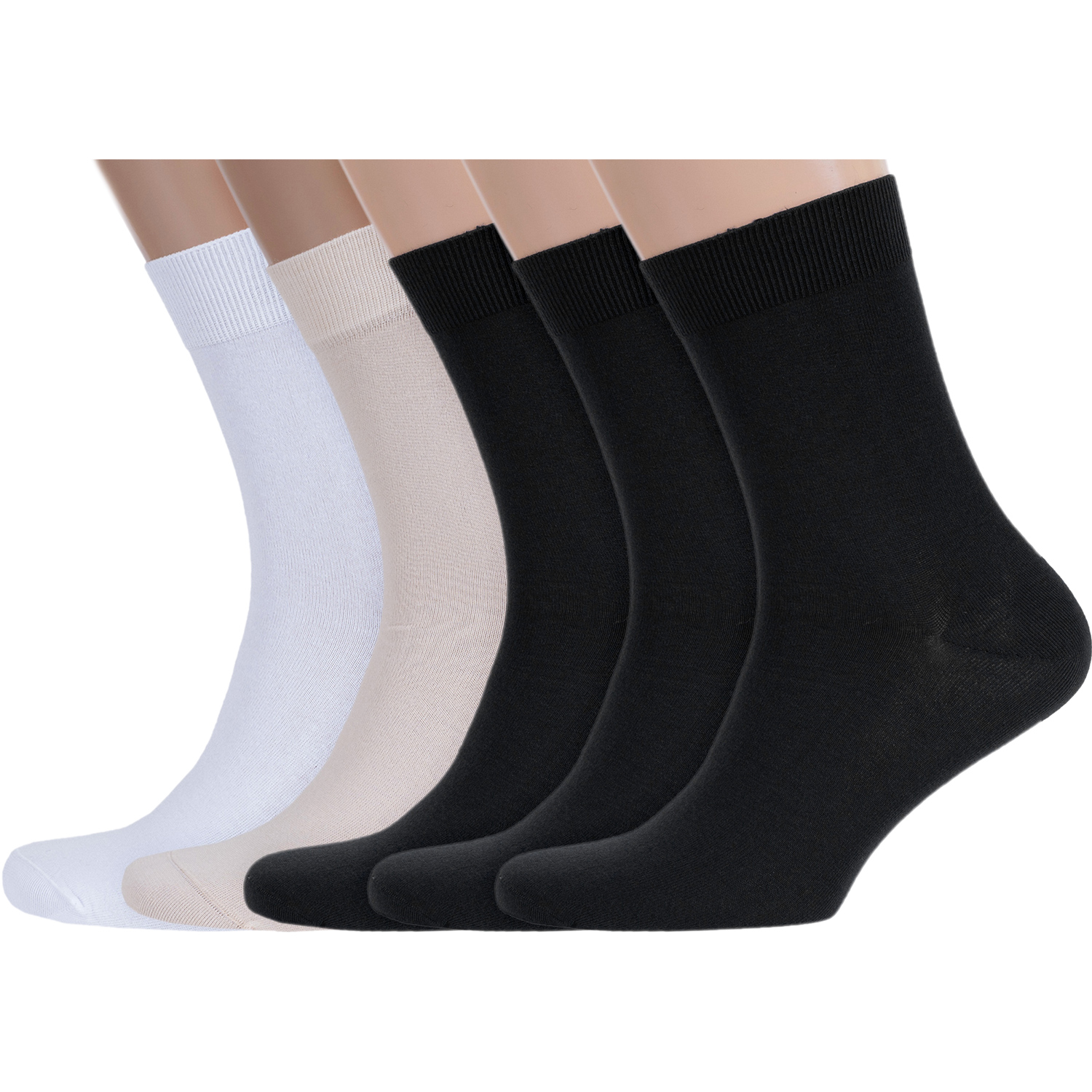 

Комплект носков мужских Rusocks белых; бежевых; черных, Белый;бежевый;черный, 5-М-1134