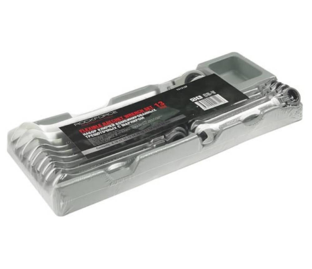 

Набор ключей ROCKFORCE комбинированных трещоточных с шарниром, 13пр. RF-T51310F