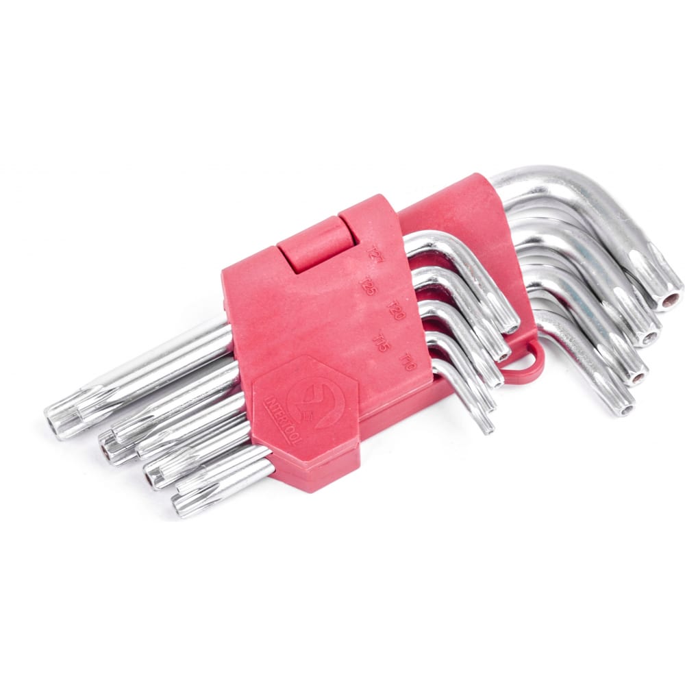 

Набор Г-образных ключей INTERTOOL TORX с отверстием 9шт., Т10-Т50, Cr-V HT-0604