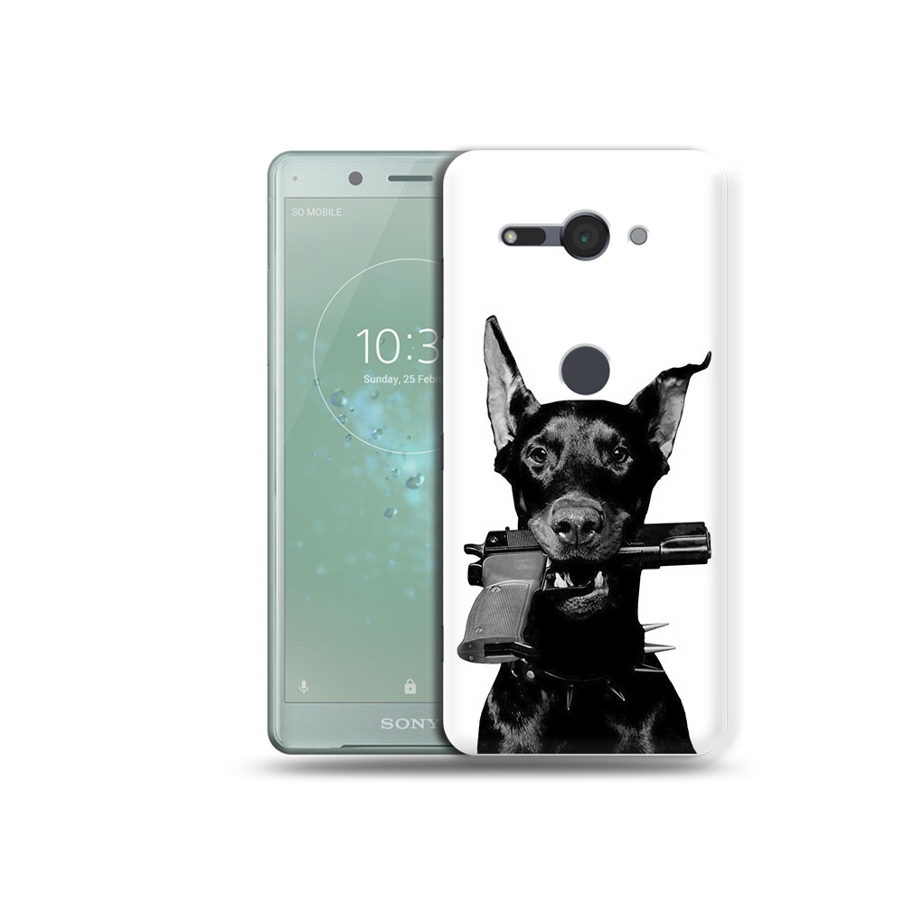 

Чехол MyPads Tocco для Sony Xperia XZ2 Compact доберман с пистолетом, Прозрачный, Tocco