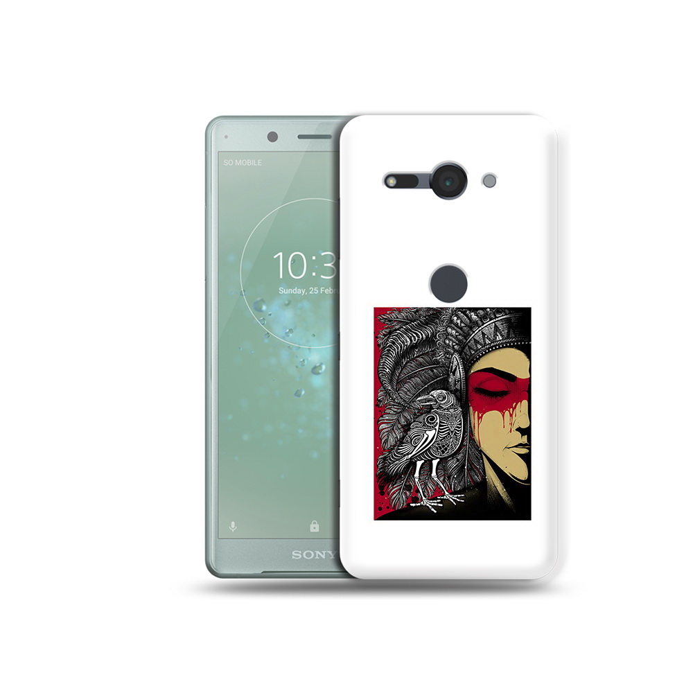 

Чехол MyPads Tocco для Sony Xperia XZ2 Compact девушка с вороном в абстракции, Прозрачный, Tocco