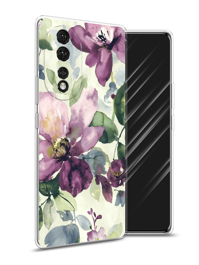 

Чехол Awog на Honor 80 "Сиреневые цветы-акварель", Фиолетовый, 6120350-10