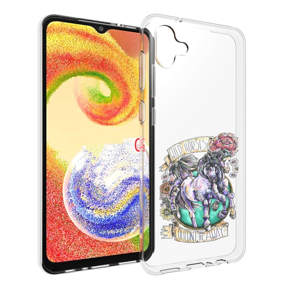 Чехол MyPads рисунок коней в цветах для Samsung Galaxy A04