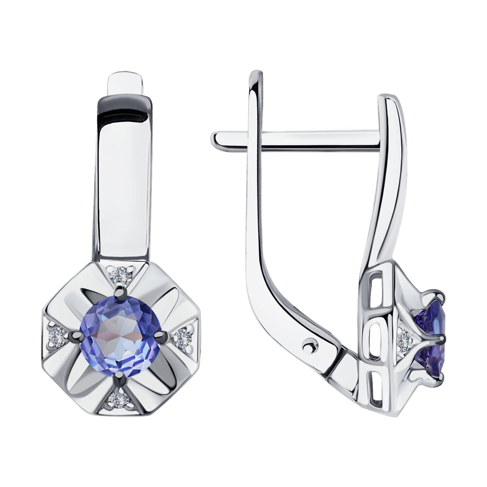 

Серьги из белого золота с бриллиантом/танзанитом SOKOLOV Diamonds 6024058, 6024058